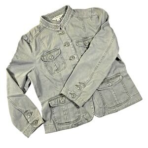 St. John's Bay Women's Petite Large Olive Green Utility Field Jacket Pockets PL